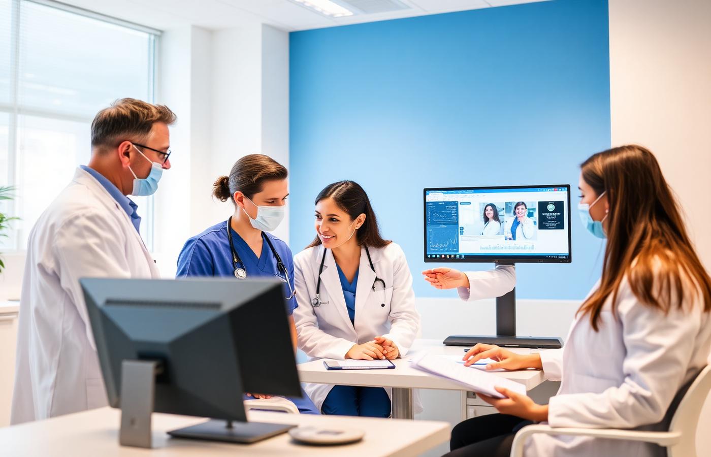 Healthcare IT specialists working together